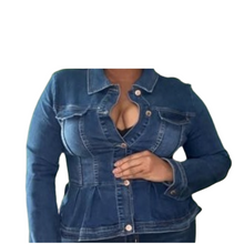 Load image into Gallery viewer, Double Tail Denim Ruffle Jacket