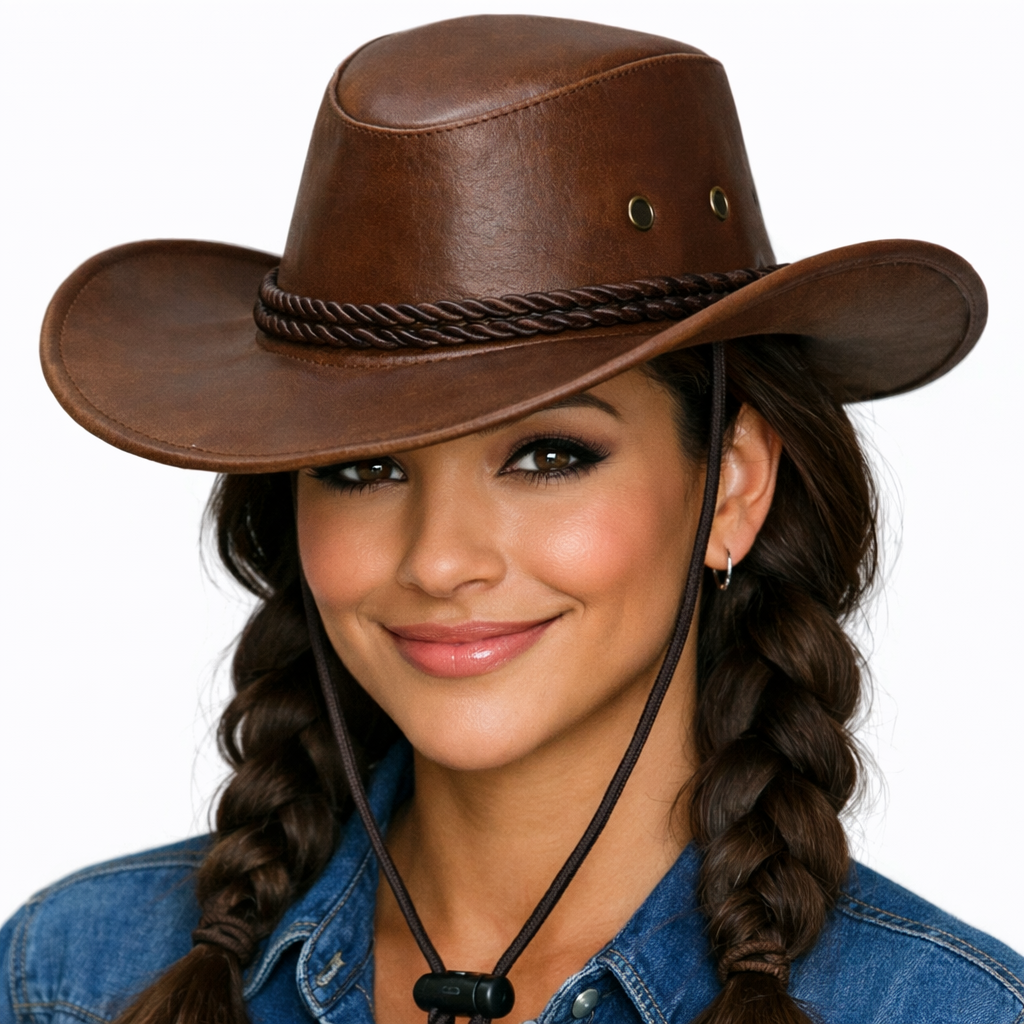 Unisex Faux leather Western Hat