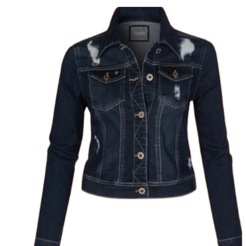 Plus Size Distressed Denim Jacket