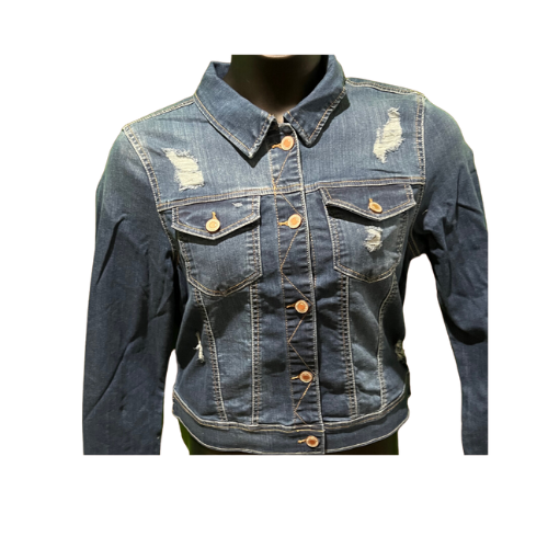 Plus Size Distressed Denim Jacket