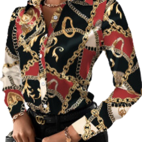 Chain Reaction Faux Silk Blouse