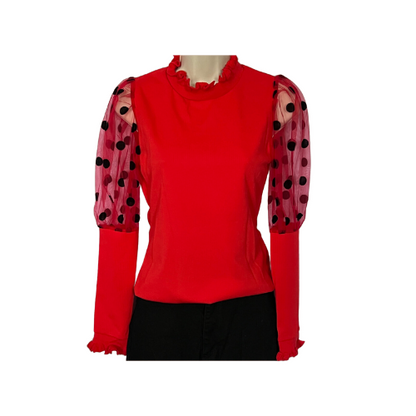 Dottie Sheer Long Sleeve Pull Over Blouse