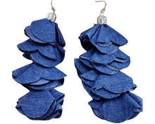 Load image into Gallery viewer, Flower Petals Denim Earrings
