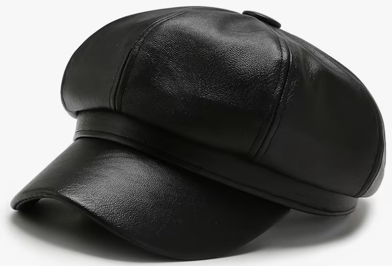 Faux Leather Cabbie Hat