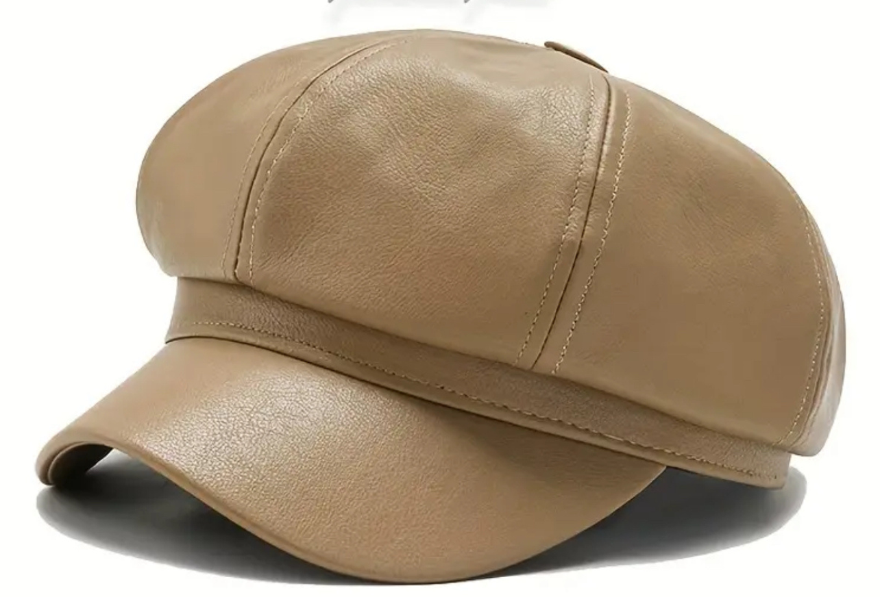 Faux Leather Cabbie Hat