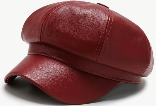 Faux Leather Cabbie Hat