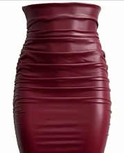 Load image into Gallery viewer, FAUX LEATHER SCRUNCH SKIRT
