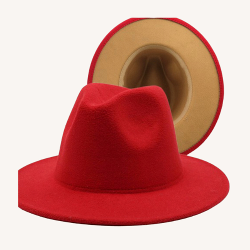 Bossed Up Fedora Red/Khaki