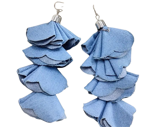 Flower Petals Denim Earrings