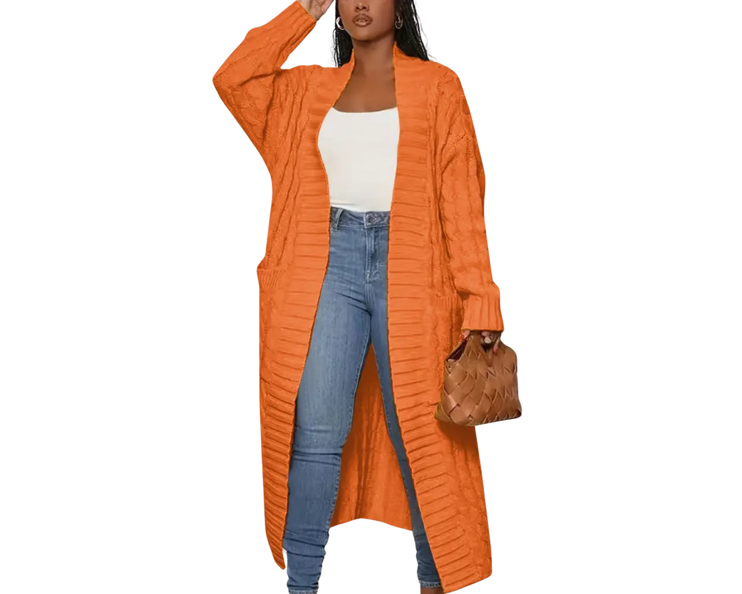 Orange Cozy Knit  Cardigan
