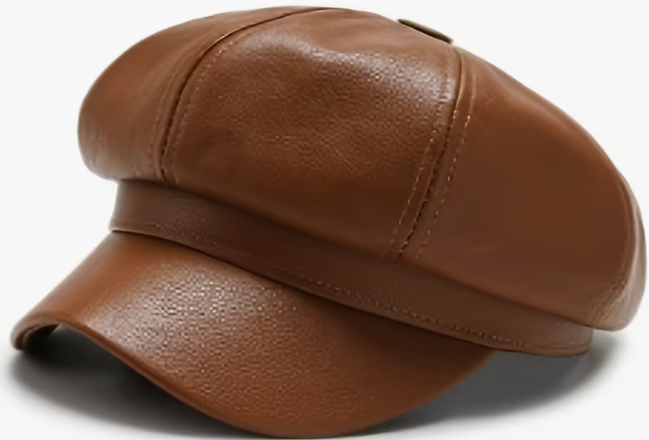 Faux Leather Cabbie Hat