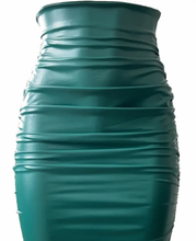 Load image into Gallery viewer, FAUX LEATHER SCRUNCH SKIRT
