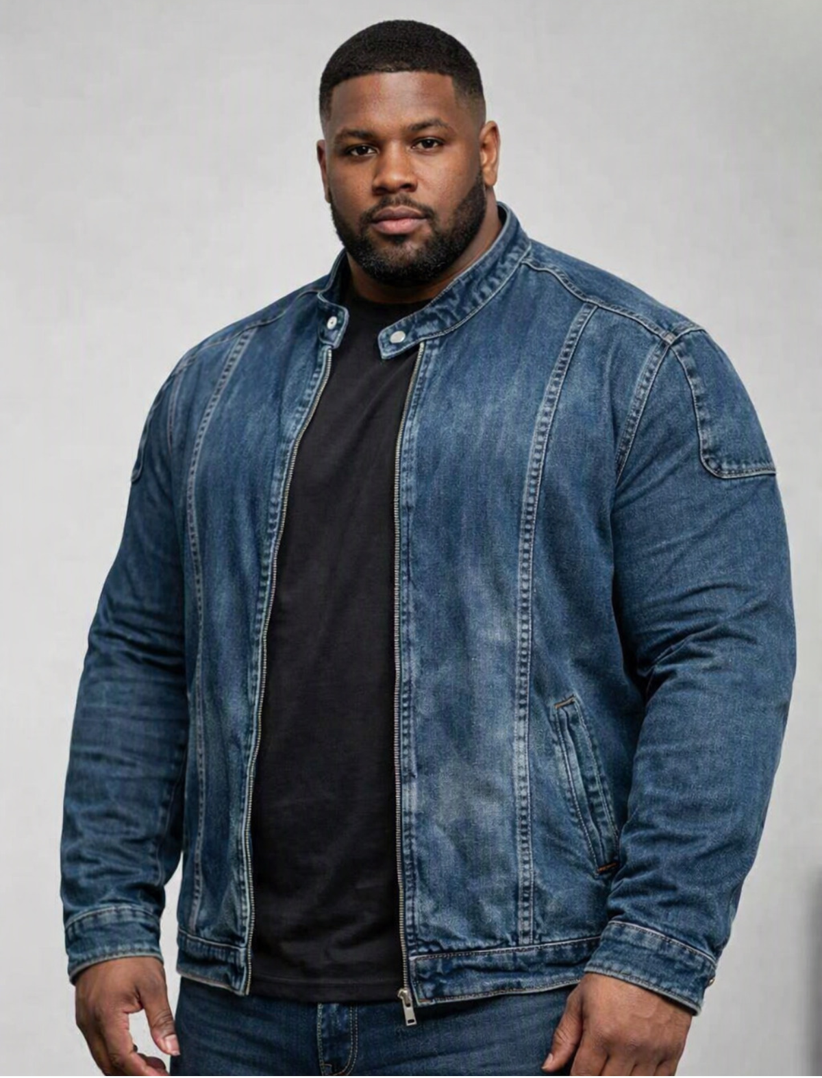 Big and Tall Denim Moto Jacket