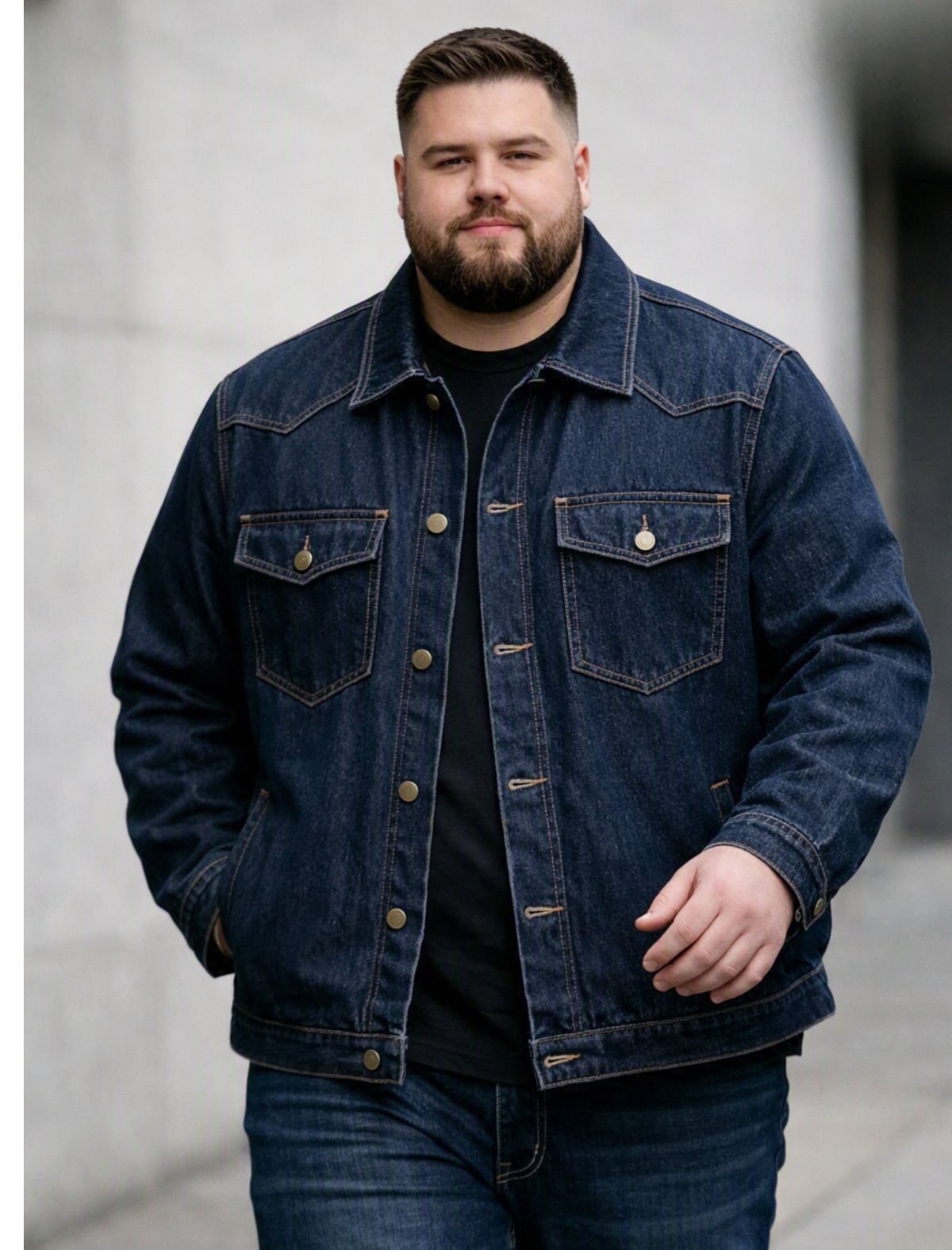 Big & Tall Classic Dark Wash Denim Jacket