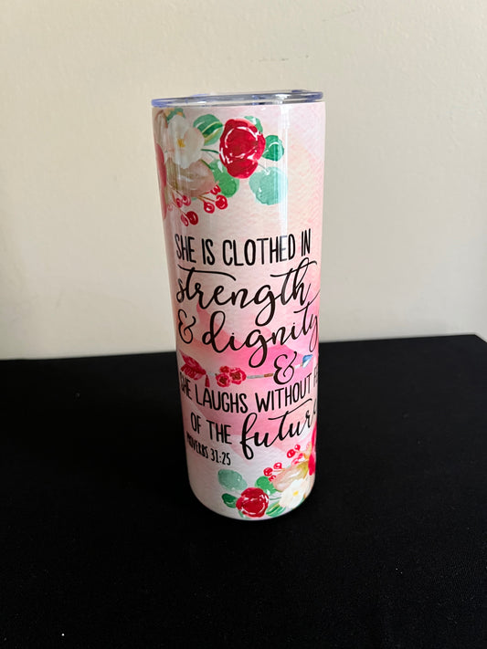 Pink Clothed in Dignity Stainless Steel Tumbler