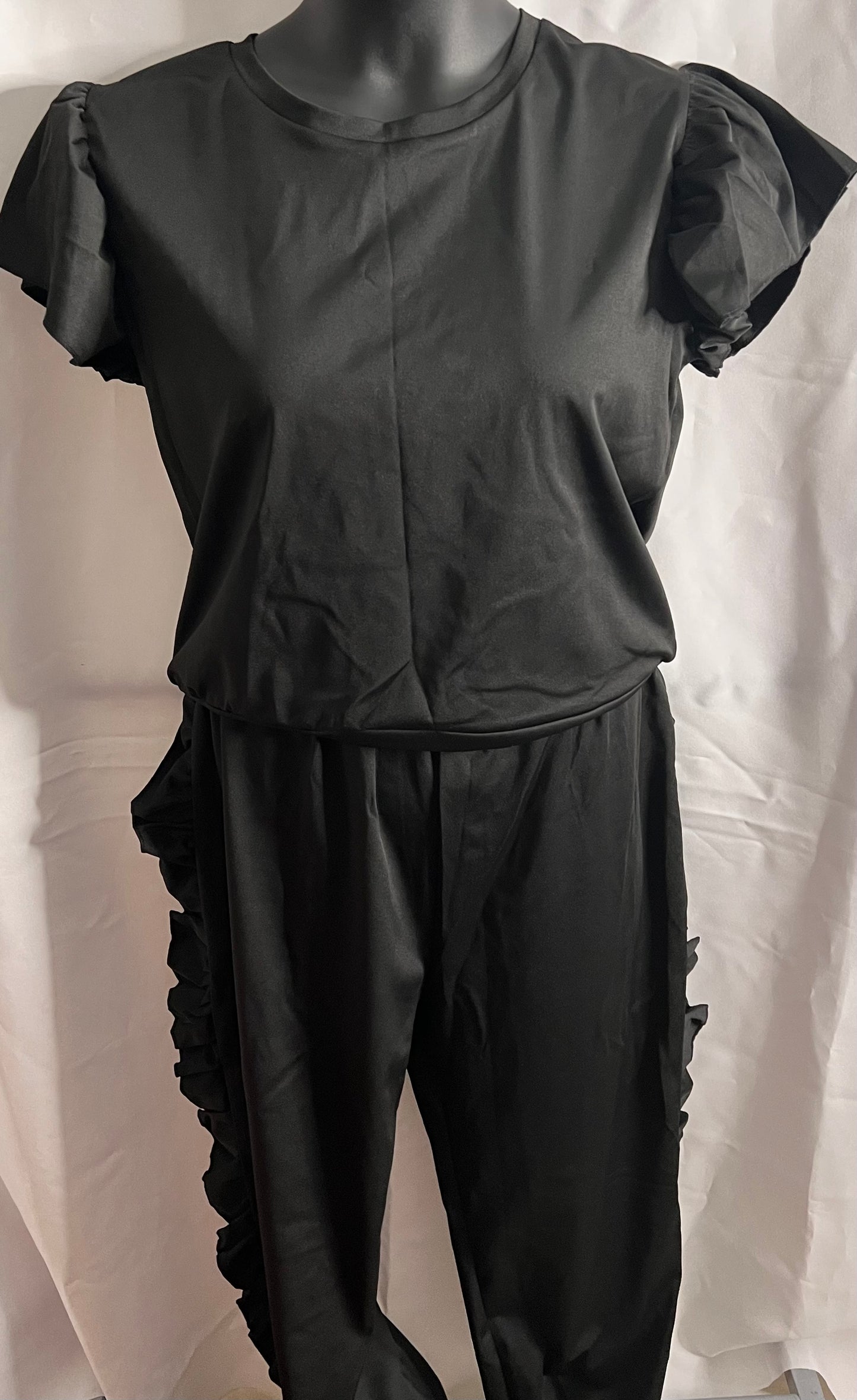 Brunch Vibes Two Piece Ruffled Pants Set