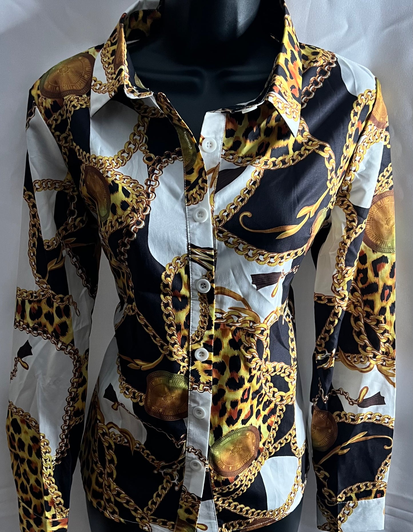 Chain Reaction Faux Silk Blouse
