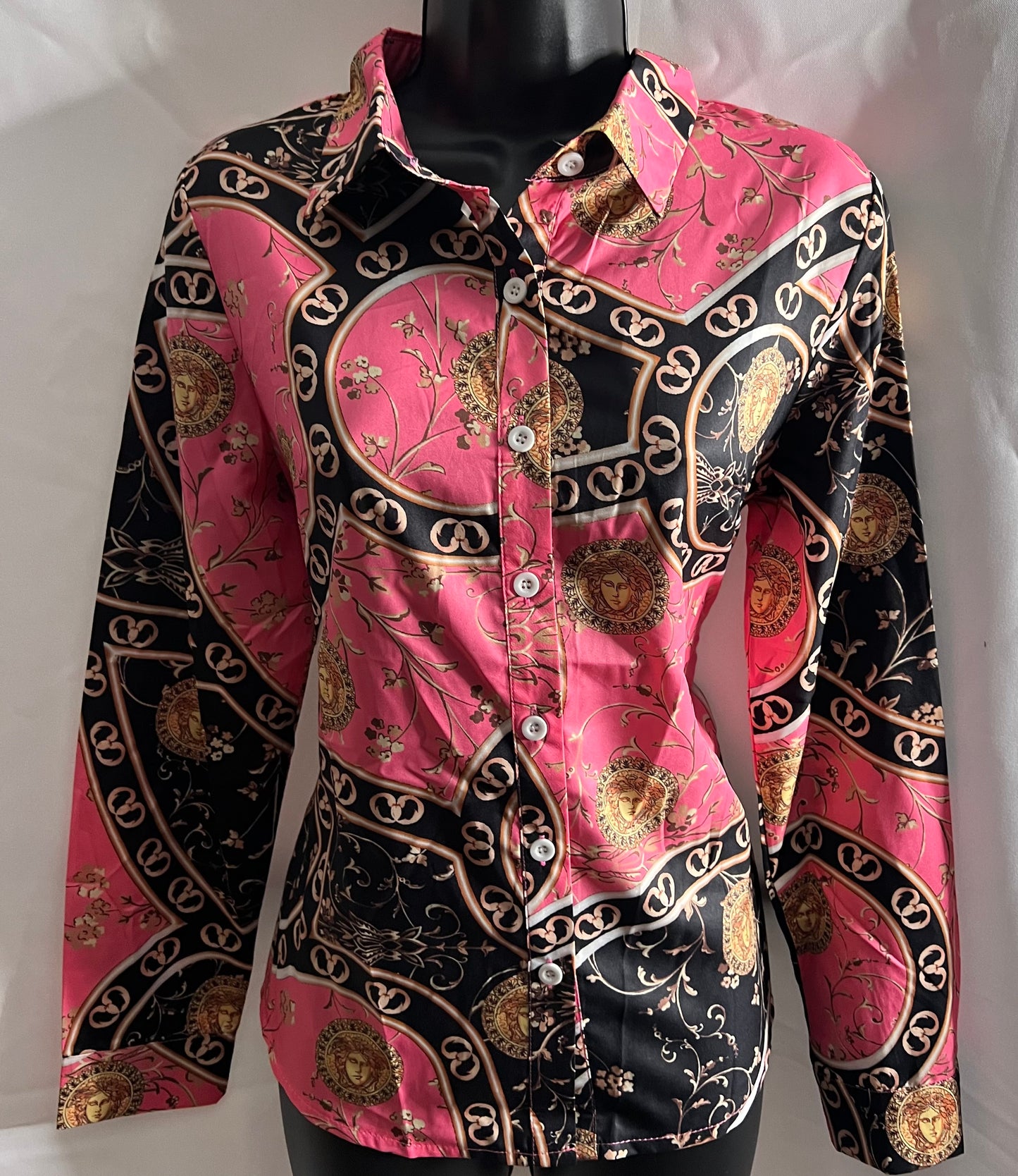 Chain Reaction Faux Silk Blouse