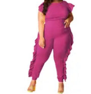 Brunch Vibes Two Piece Ruffled Pants Set